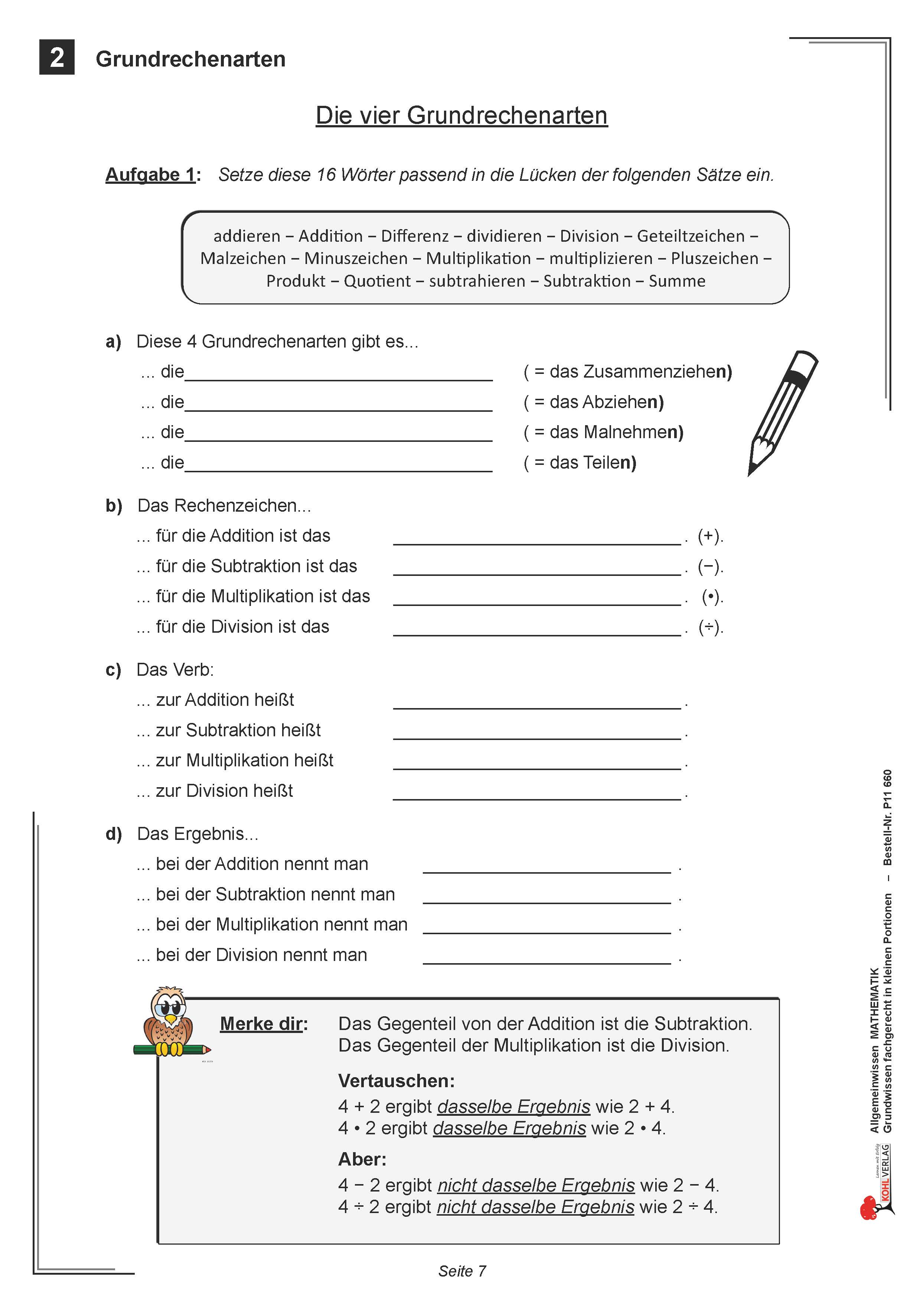 Allgemeinwissen fördern MATHEMATIK: Grundrechenarten