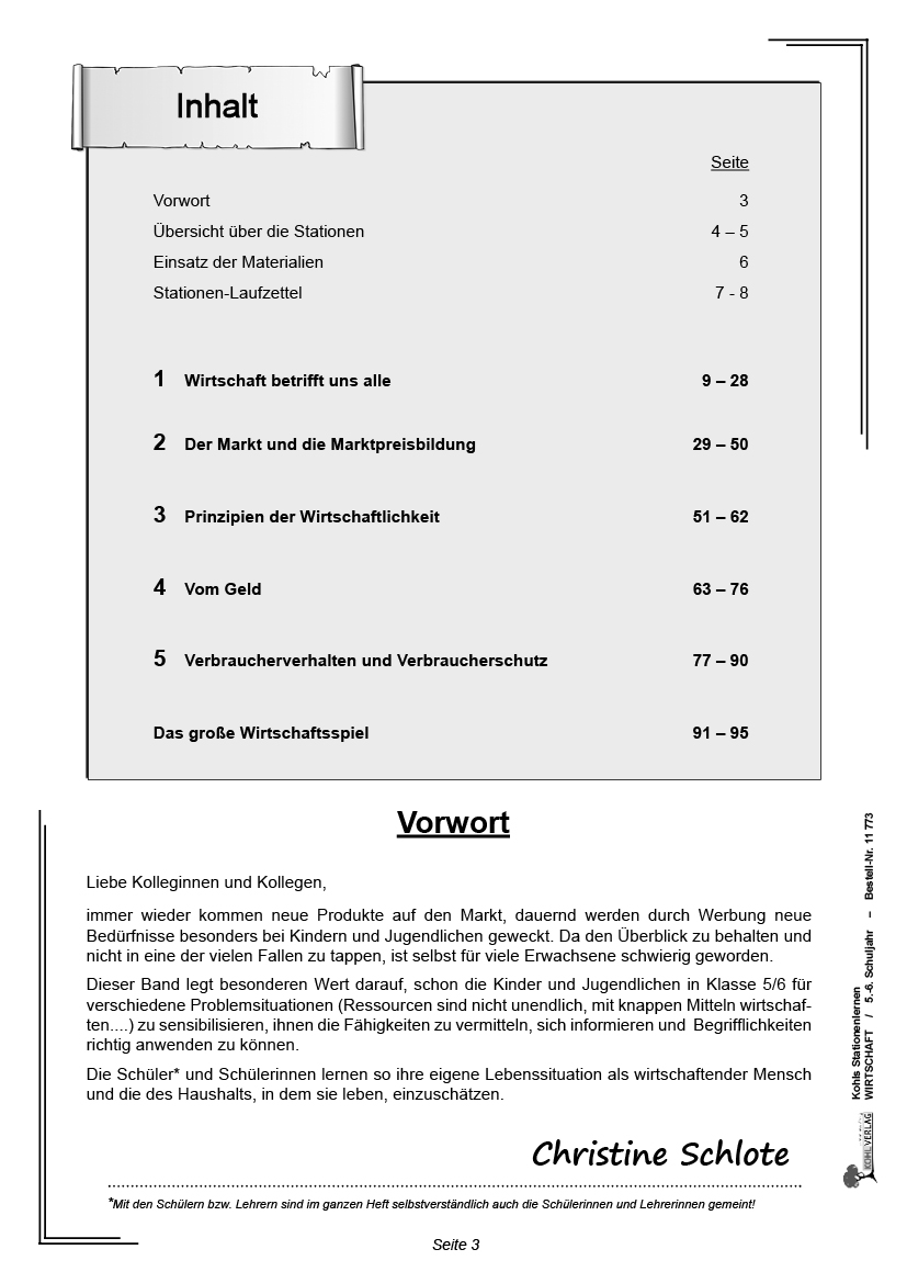 Stationenlernen Wirtschaft / Klasse 5-6