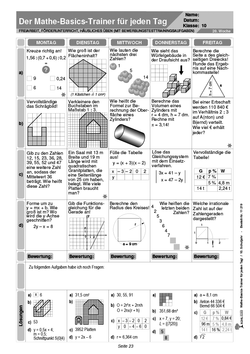 Mathe-Basics-Trainer / Klasse 10