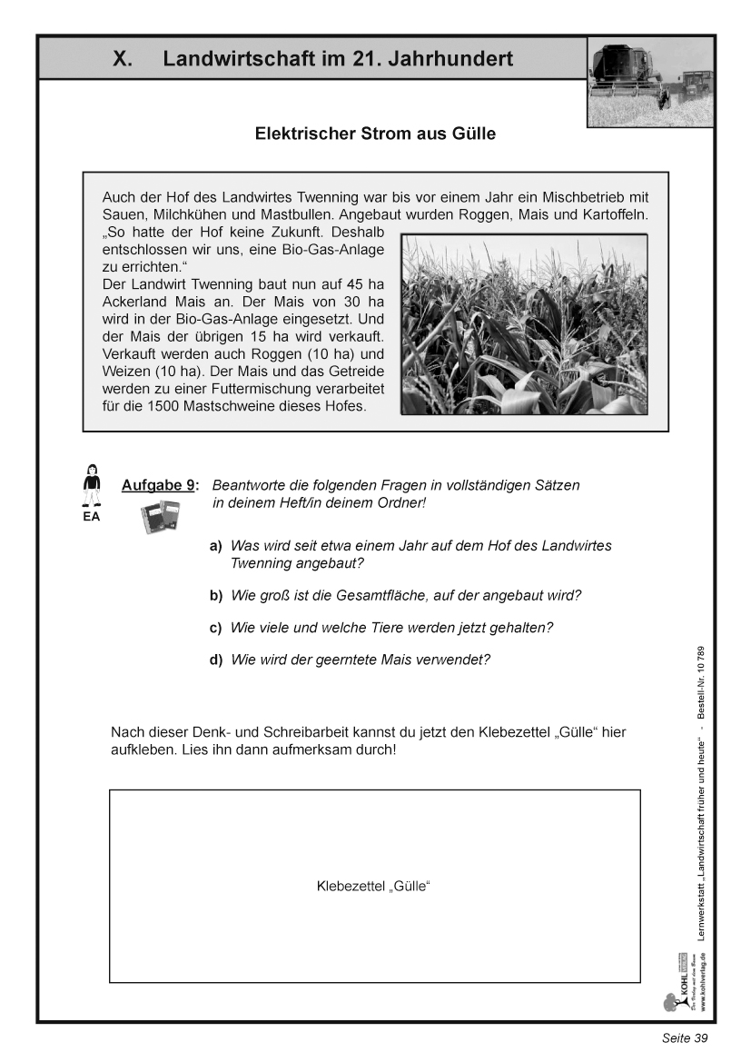 Lernwerkstatt Landwirtschaft früher und heute Lernwerkstatt Landwirtschaft früher und heute