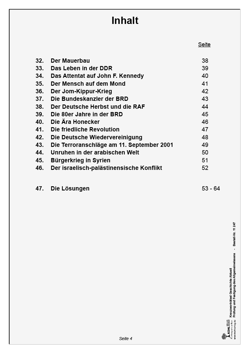 Kreuzworträtsel Geschichte / Von 1900 bis heute