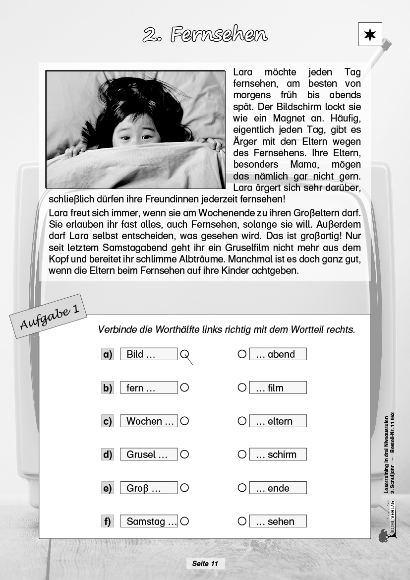 Lesetraining in drei Niveaustufen / Klasse 2