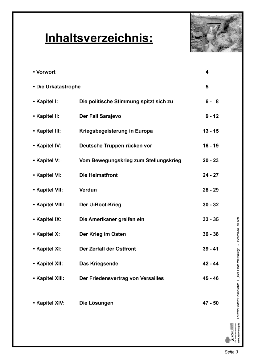 Lernwerkstatt "Stellungskrieg" - Der Erste Weltkrieg Lernwerkstatt "Stellungskrieg" - Der Erste Weltkrieg