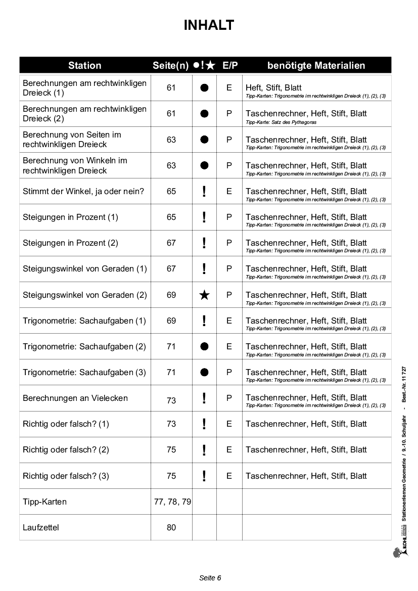 Stationenlernen Geometrie / Klasse 9-10