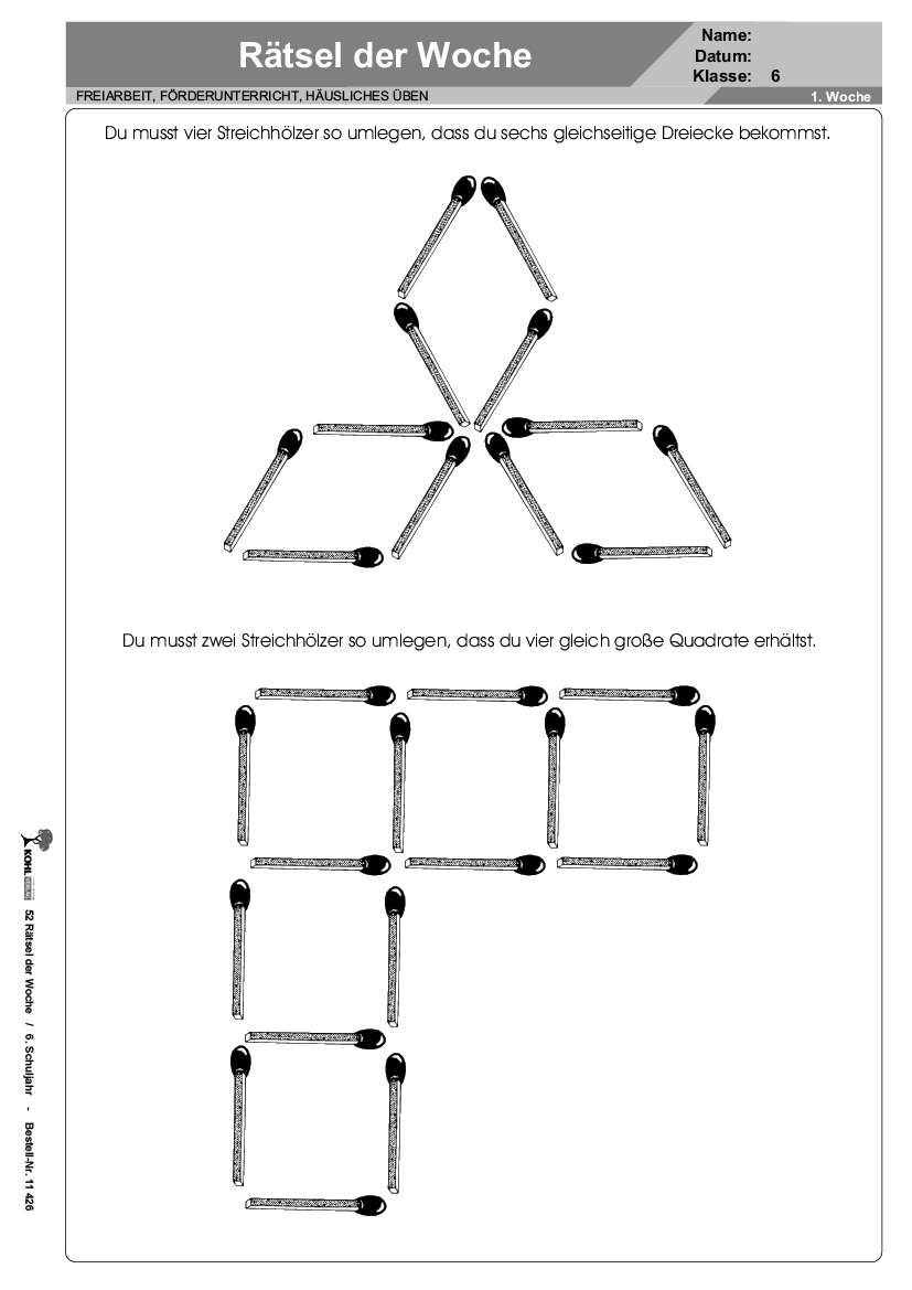 52 Rätsel der Woche / Klasse 6
