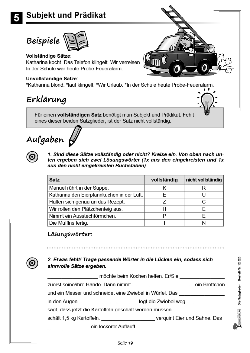 Die Satzglieder / Sekundarstufe