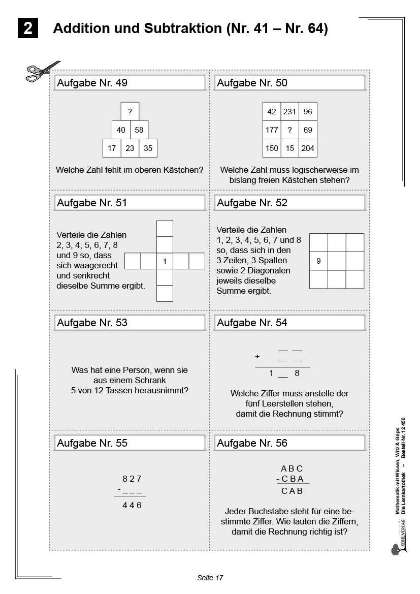 Mathematik mit Wissen, Witz & Grips  -  Die Lernkartothek