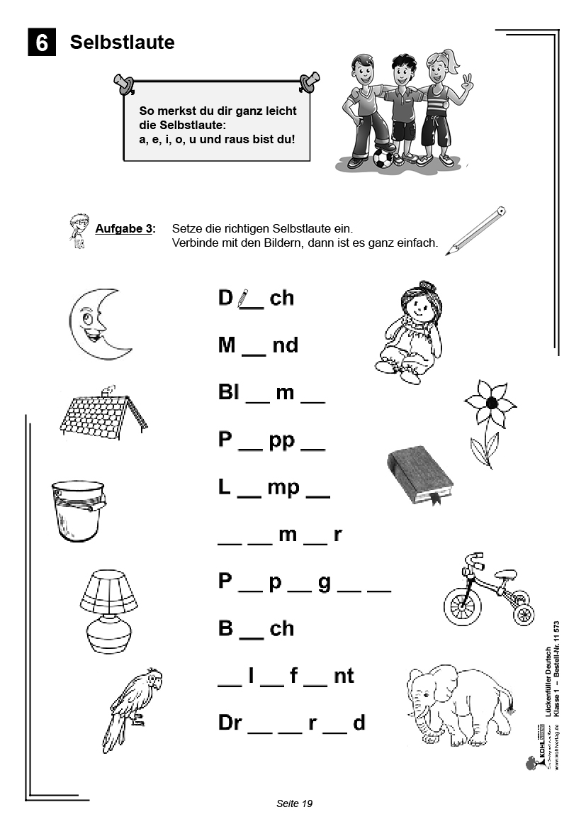 Lückenfüller Deutsch / Klasse 1