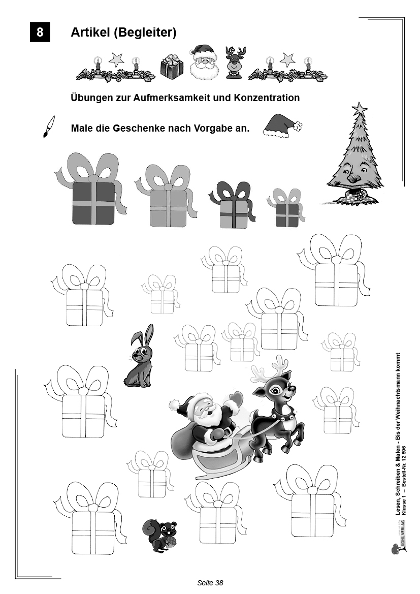 Lesen, Schreiben & Malen ... bis der Weihnachtsmann kommt! / Klasse 1 - 24 Lese-Rechtschreibübungen