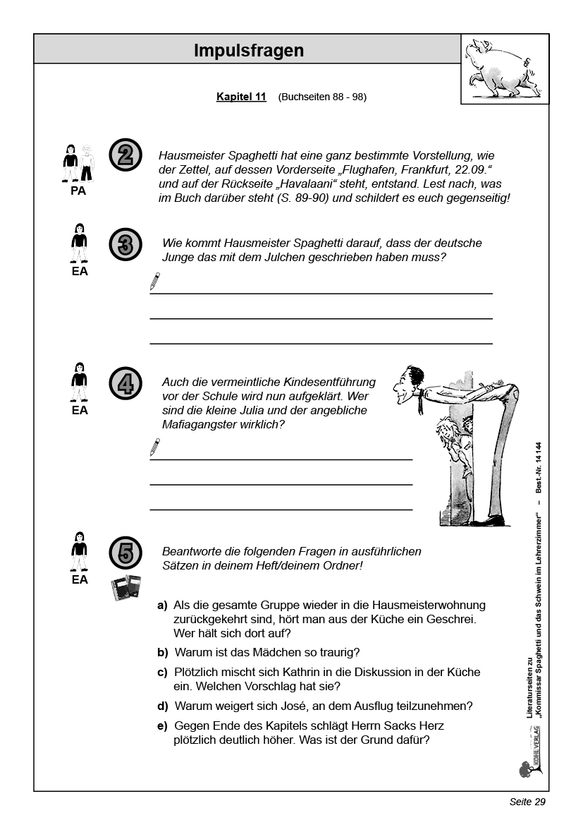 Kommissar Spaghetti und das Schwein im Lehrerzimmer - Literaturseiten