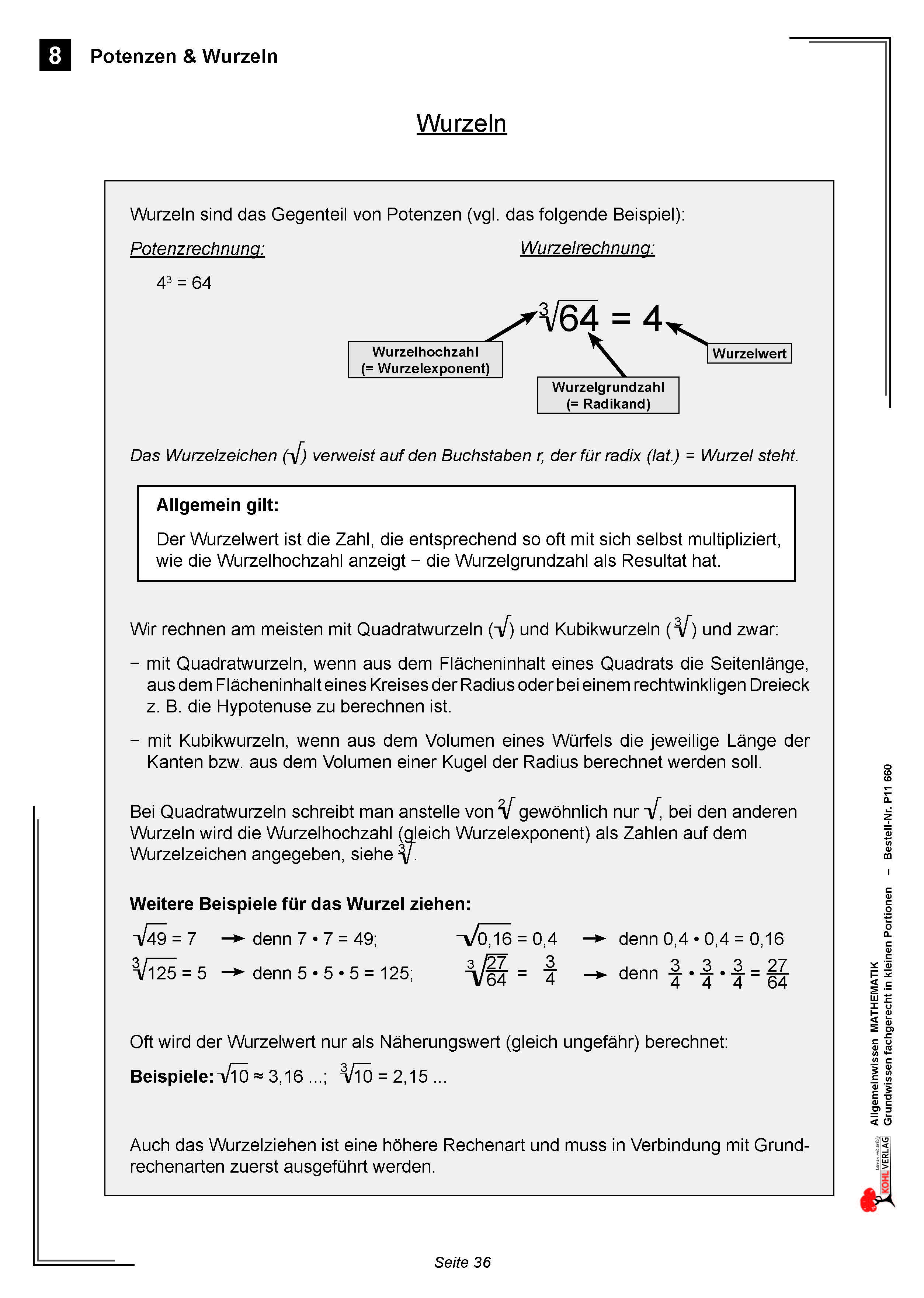 Allgemeinwissen fördern MATHEMATIK: Potenzen und Wurzeln