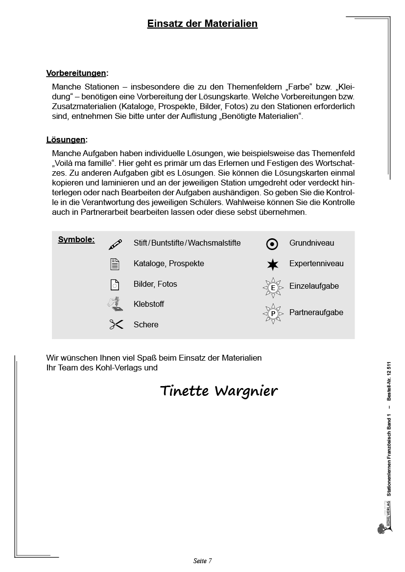 Stationenlernen Französisch 1 / Grundschule