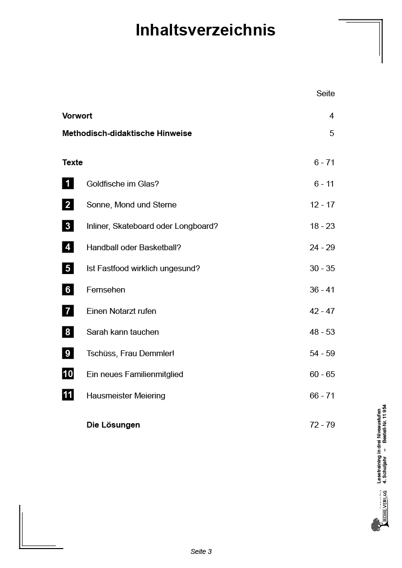 Lesetraining in drei Niveaustufen / Klasse 4