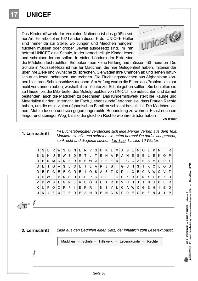 Der Leseprofi - Arbeitsheft / Klasse 7