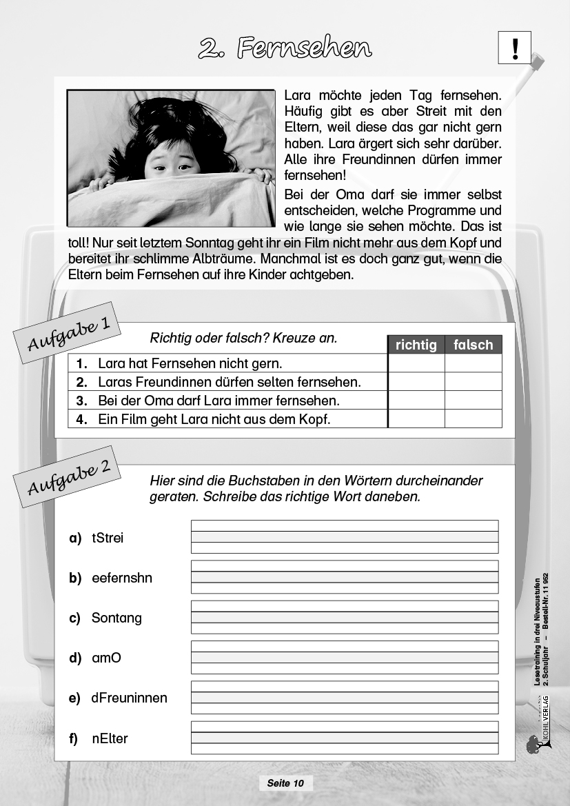 Lesetraining in drei Niveaustufen / Klasse 2