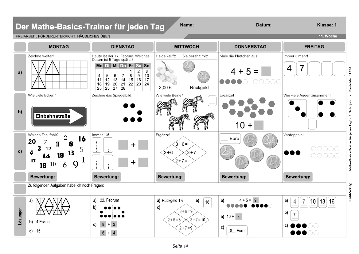 Mathe-Basics-Trainer / Klasse 1