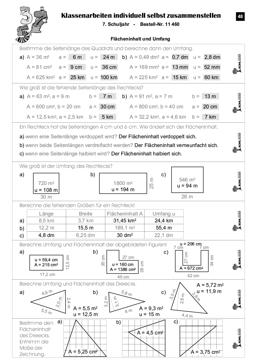 Klassenarbeiten MATHE / Klasse 7