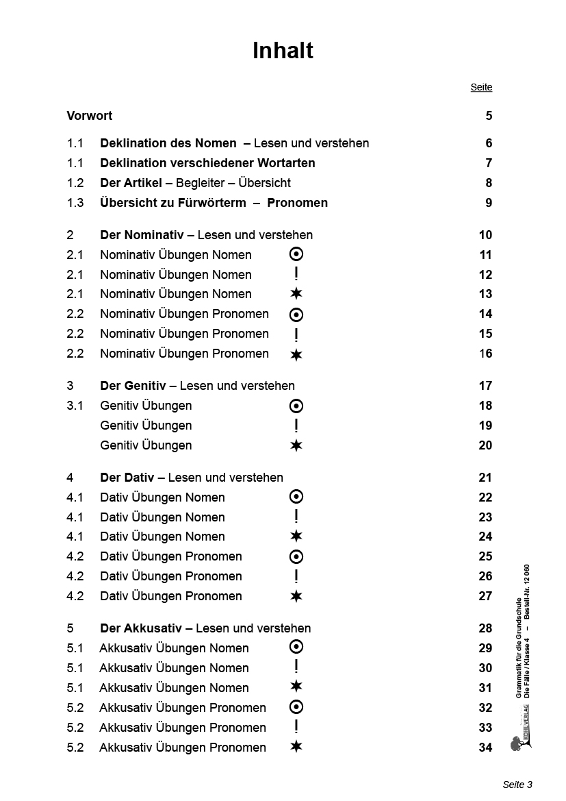 Grammatik für die Grundschule - Die Fälle / Klasse 4