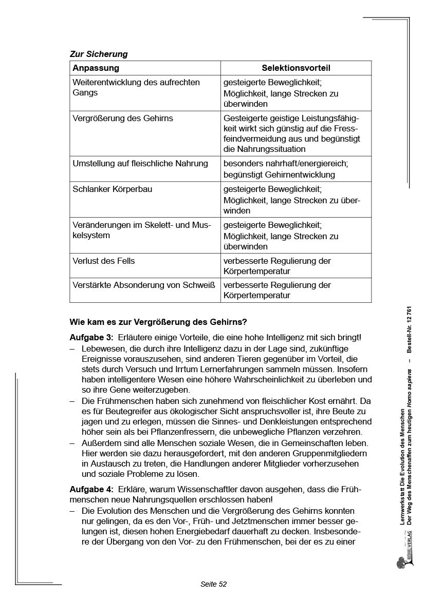 Lernwerkstatt Die Evolution des Menschen