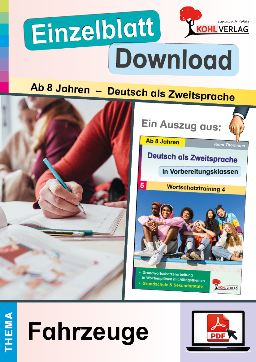 Deutsch als Zweitsprache in Vorbereitungsklassen - Wortschatztraining: Fahrzeuge