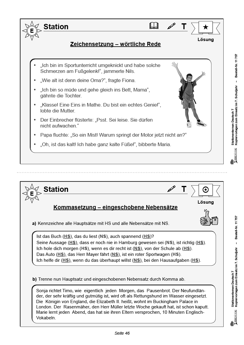 Stationenlernen Deutsch / Klasse 7