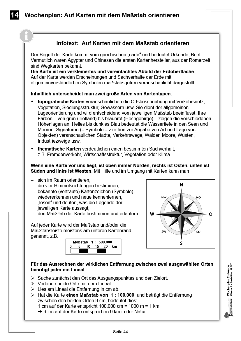 Wochenplan Erdkunde / Klasse 5