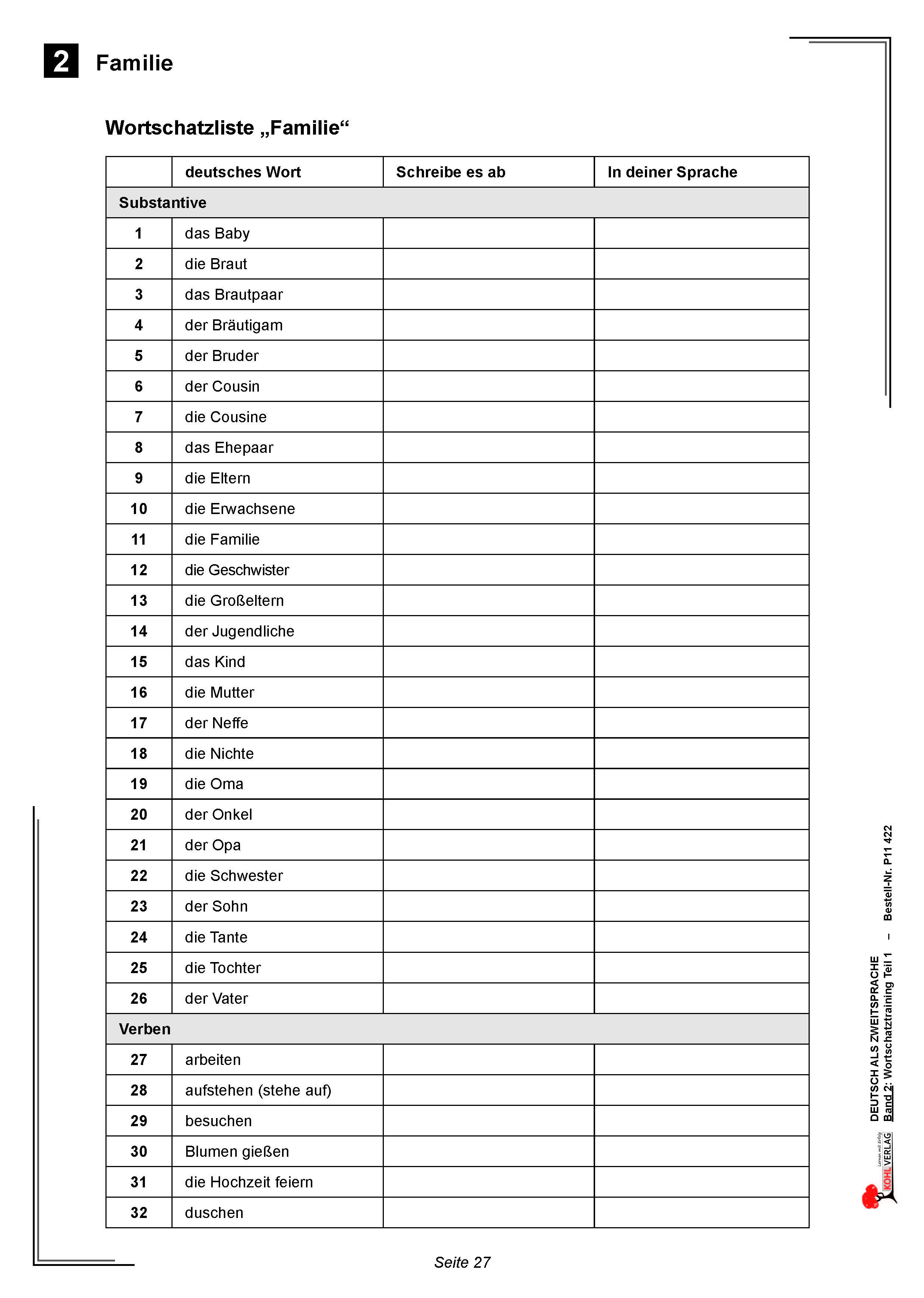 Deutsch als Zweitsprache: Familie