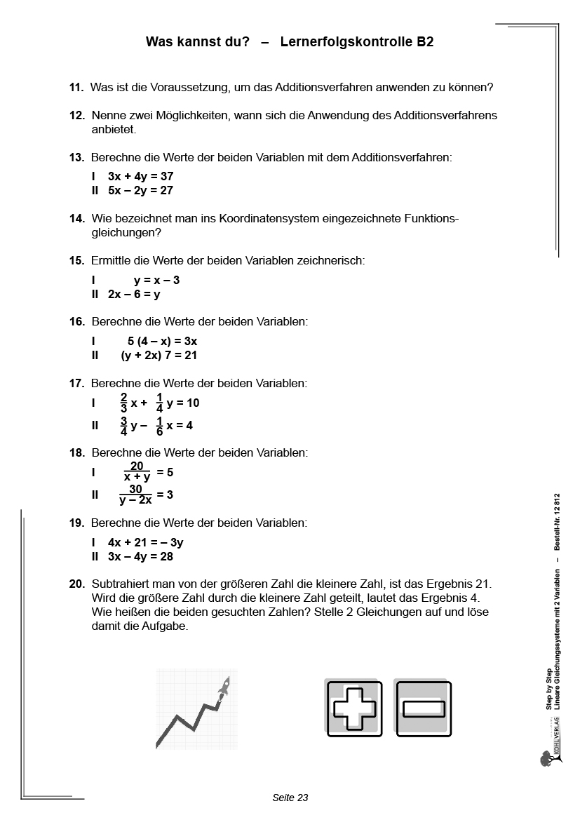 Step by Step / Lineare Gleichungssysteme mit zwei Variablen