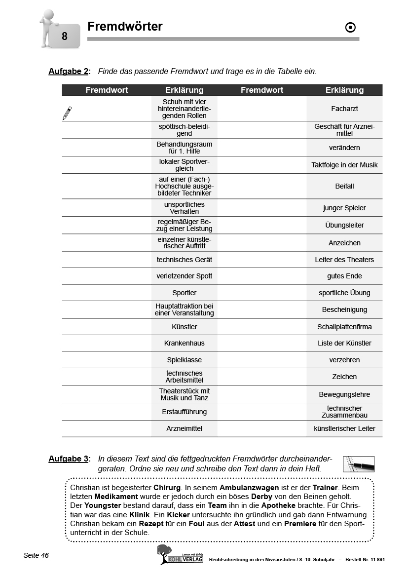 Rechtschreibung in drei Niveaustufen / Klasse 8-10