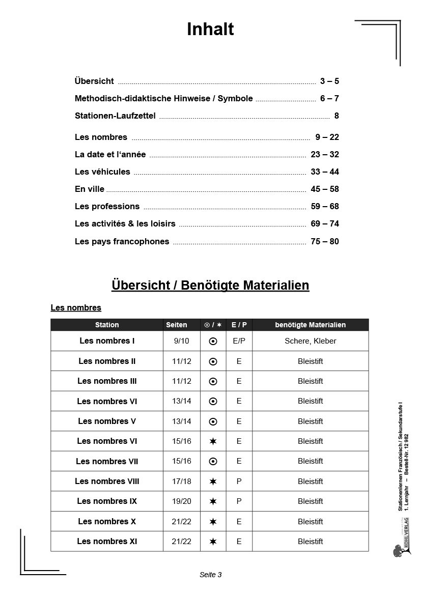 Stationenlernen Französisch I  /  Sekundarstufe