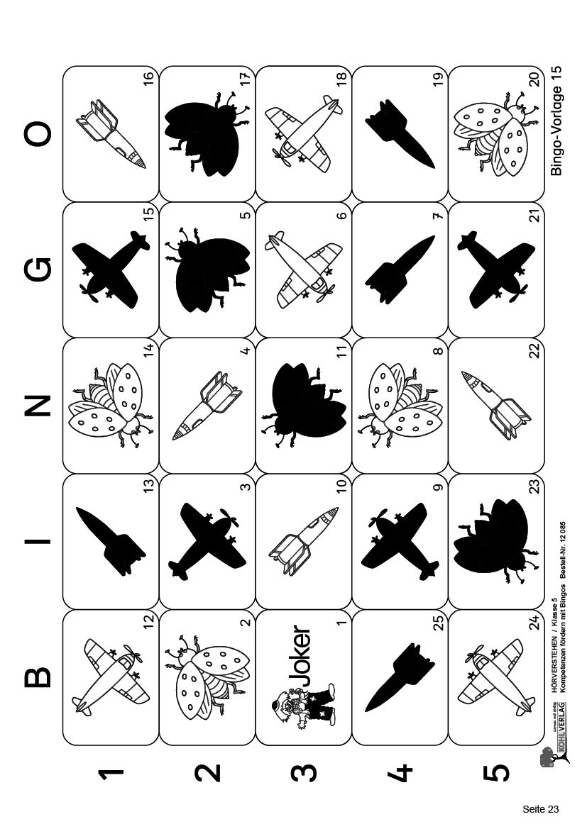 Hörverstehen / Klasse 5 - Kompetenzen fördern mit Bingos im 5. Schuljahr