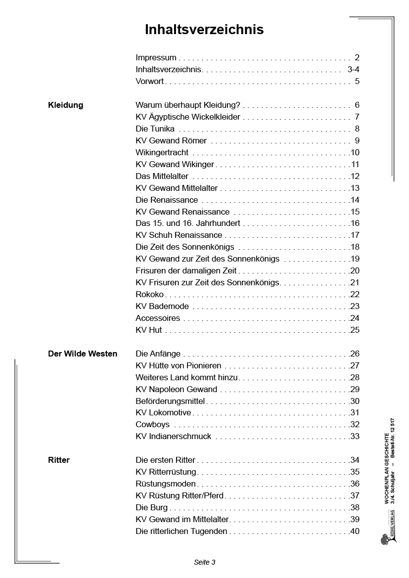 Wochenplan Geschichte