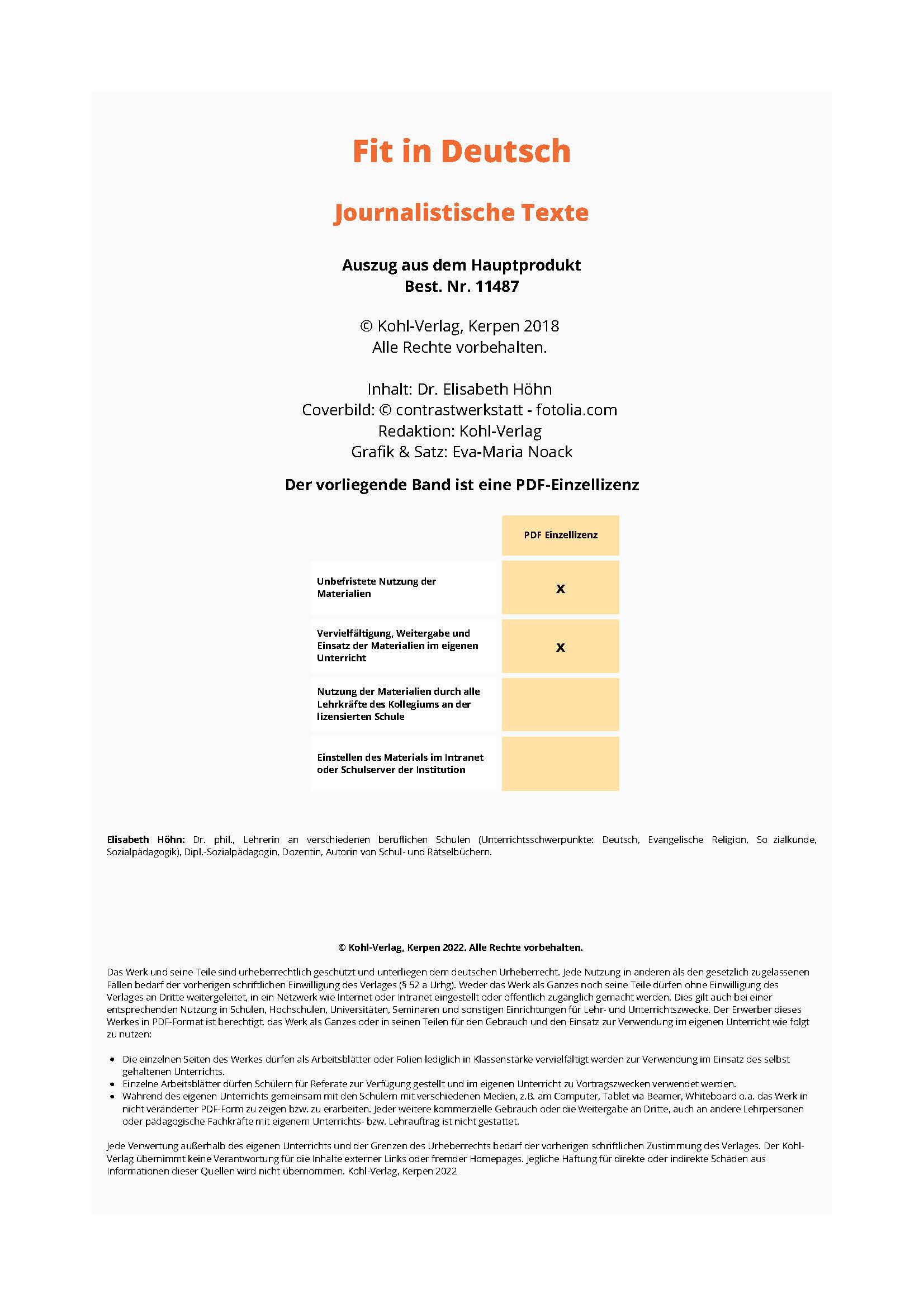 Fit in Deutsch - Grundlagen: Journalistische Texte