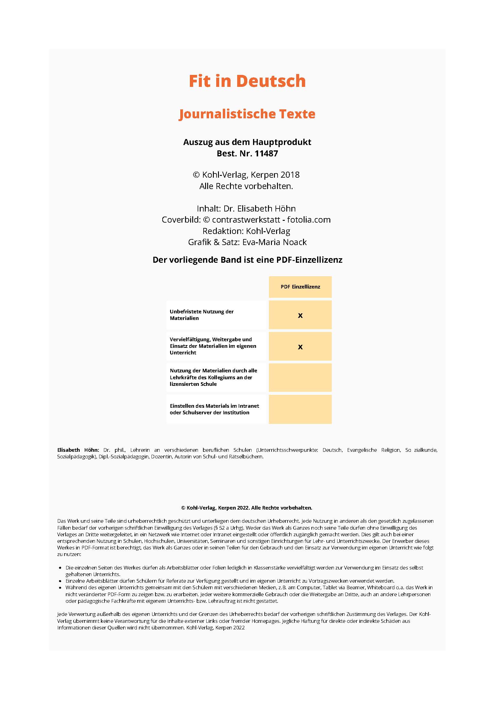 Fit in Deutsch - Grundlagen: Journalistische Texte Fit in Deutsch - Grundlagen: Journalistische Texte
