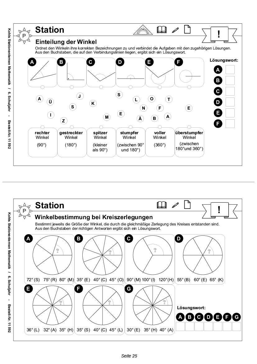 Stationenlernen Mathe / Klasse 6