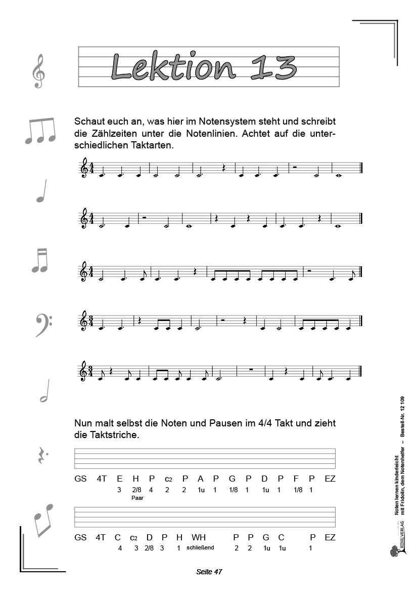 Noten lernen kinderleicht ... mit Fridolin, dem Notenhelfer