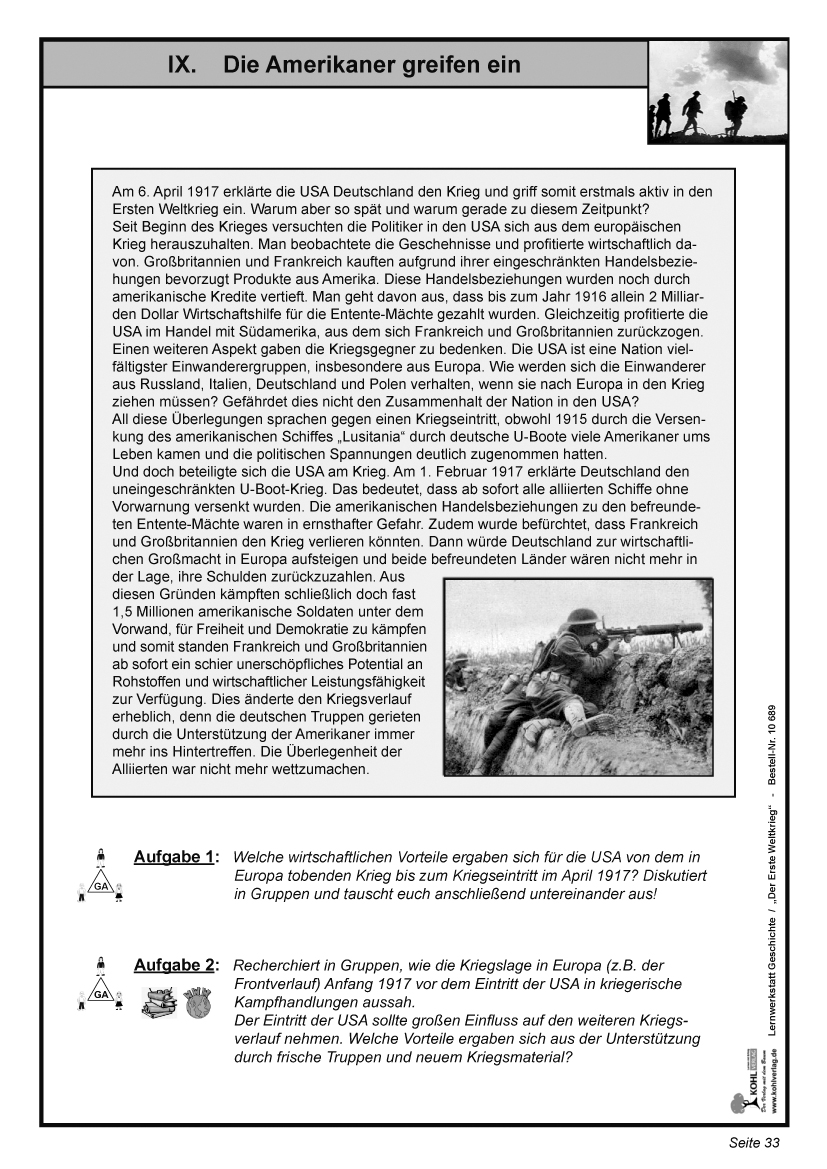 Lernwerkstatt "Stellungskrieg" - Der Erste Weltkrieg Lernwerkstatt "Stellungskrieg" - Der Erste Weltkrieg