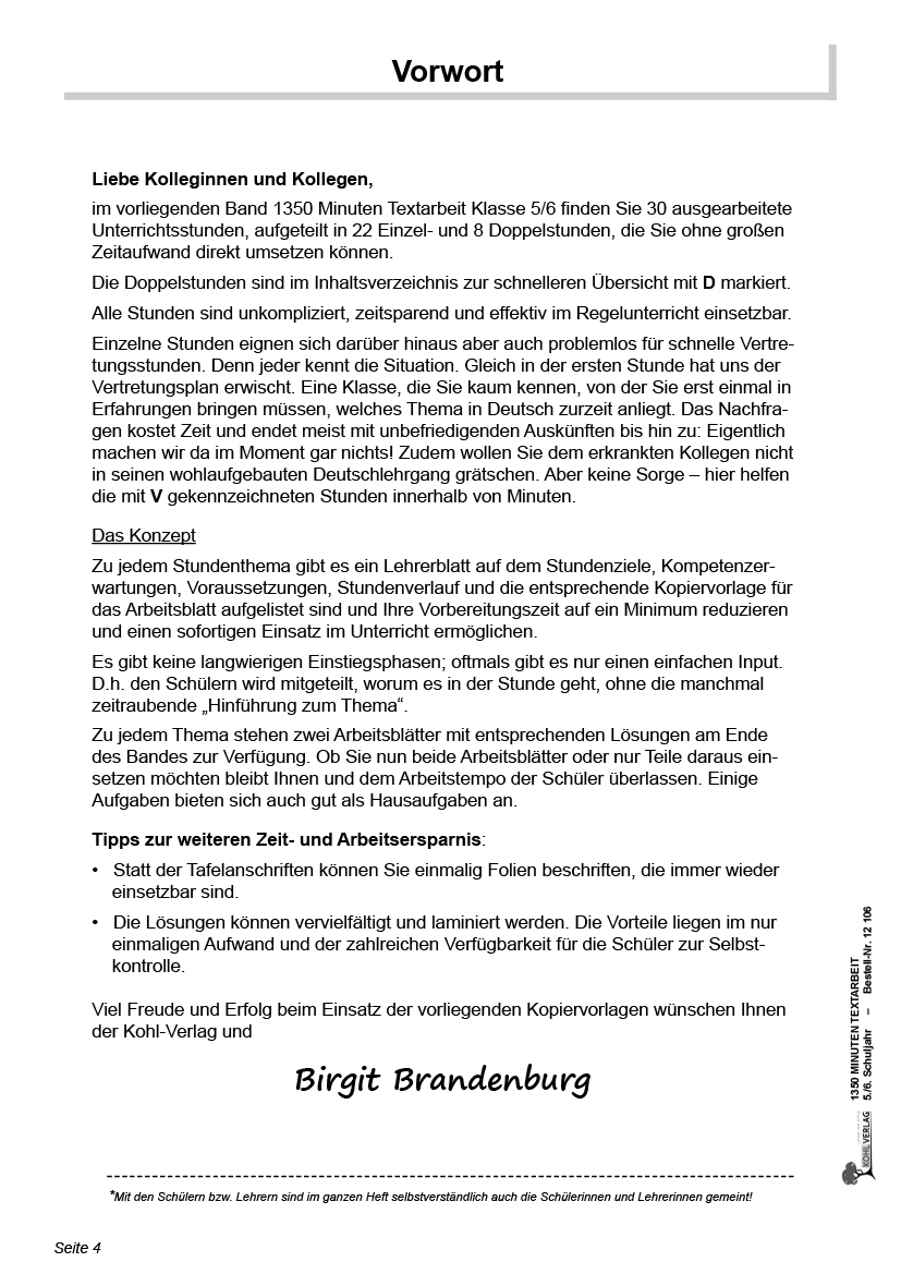 1350 Minuten Textarbeit / Klasse 5-6
