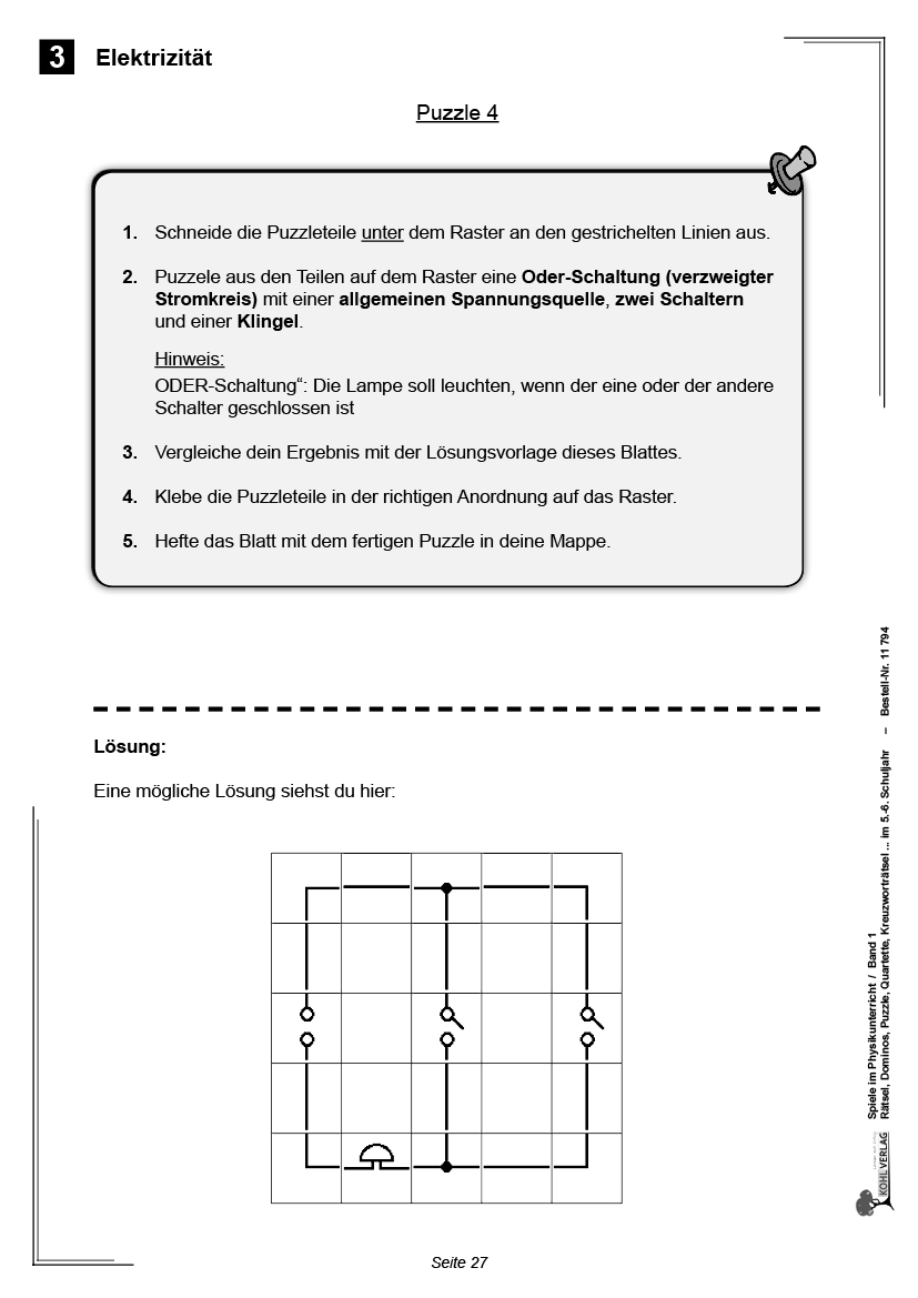 Spiele im Physikunterricht / Klasse 5-6 - Rätsel, Dominos, Puzzle, Kreuzworträtsel, Quartette