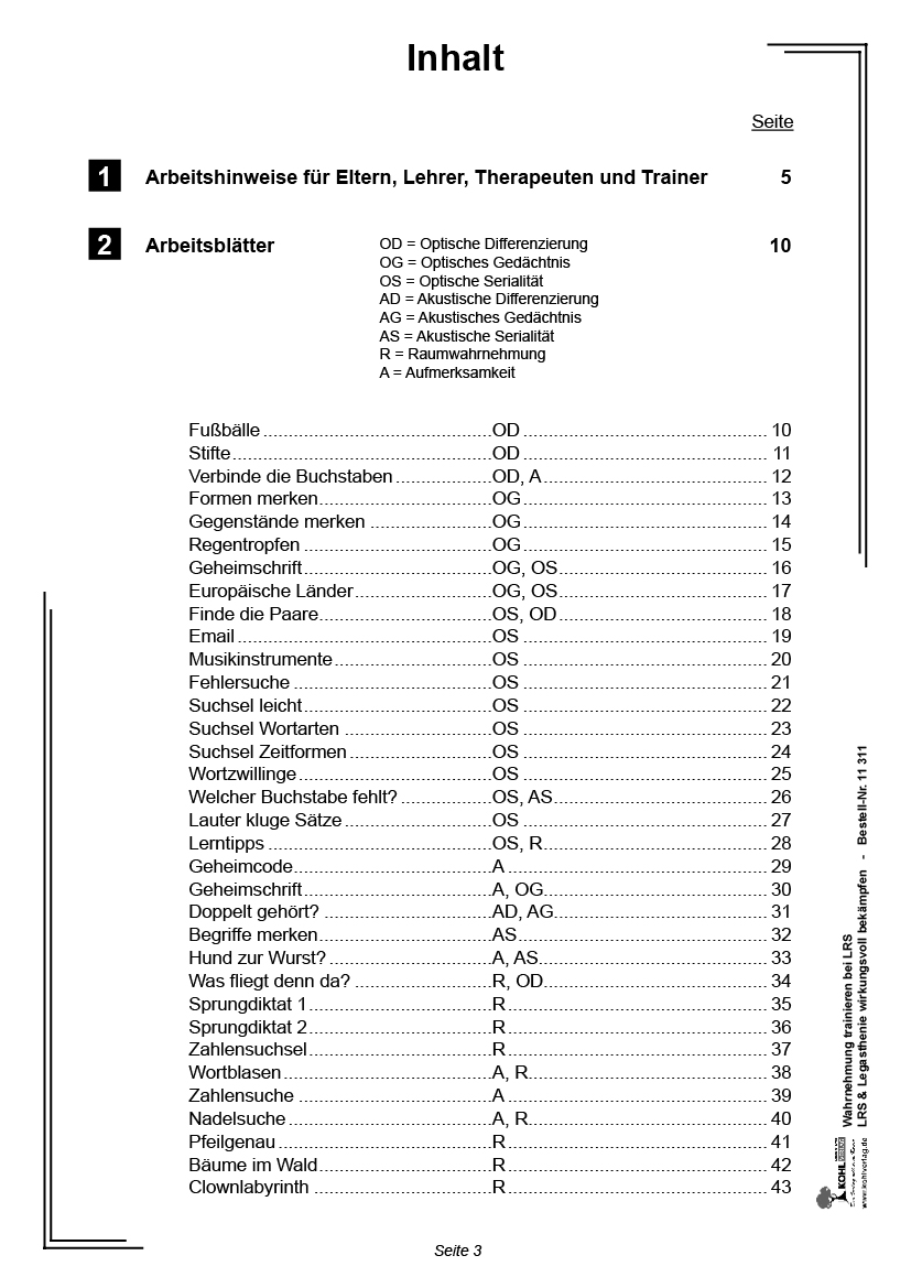 Wahrnehmung trainieren bei LRS