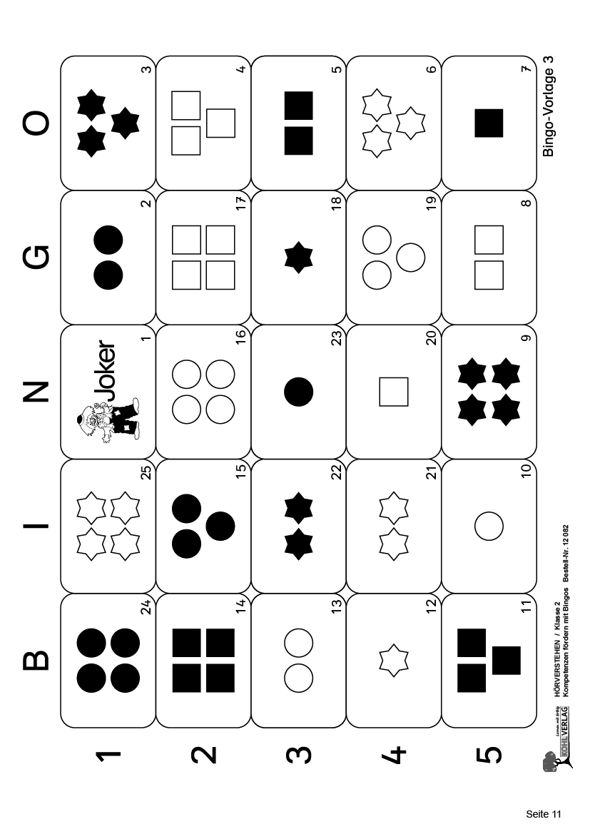Hörverstehen / Klasse 2 - Kompetenzen fördern mit Bingos im 2. Schuljahr