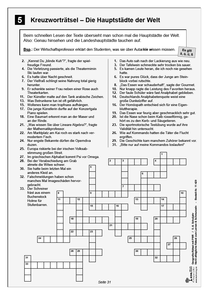 Geographie-Rätsel mit Witz! - 5.-8. Schuljahr