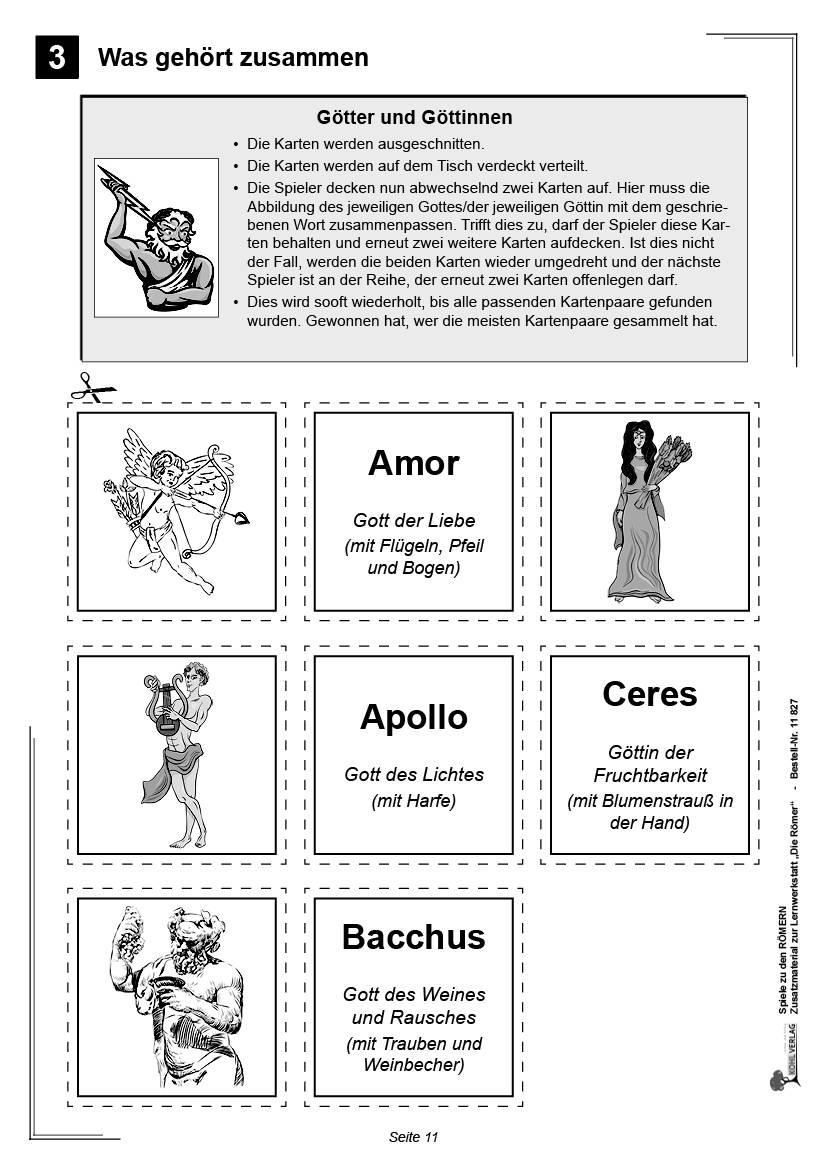 Spiele zu den Römern - Zusatzmaterial zu den Lernwerkstätten