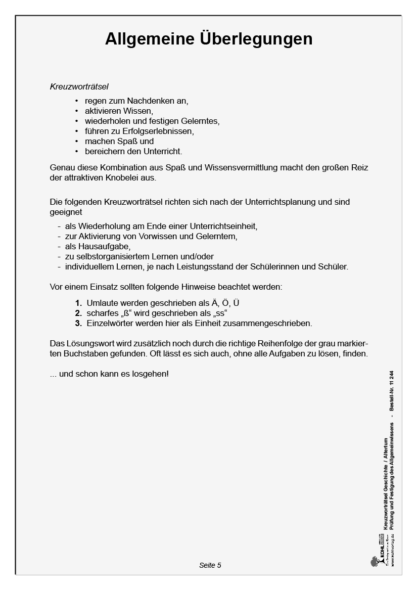 Kreuzworträtsel Geschichte / Altertum