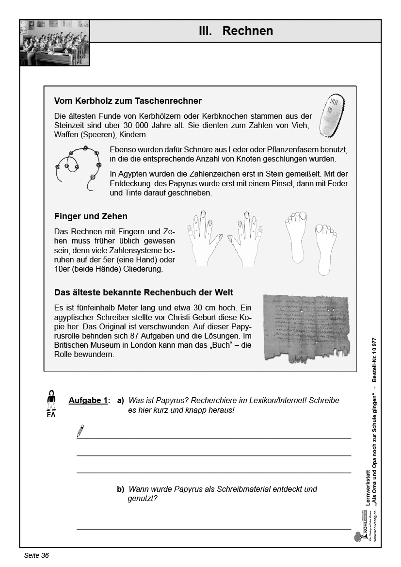 Lernwerkstatt Als Oma und Opa noch zur Schule gingen