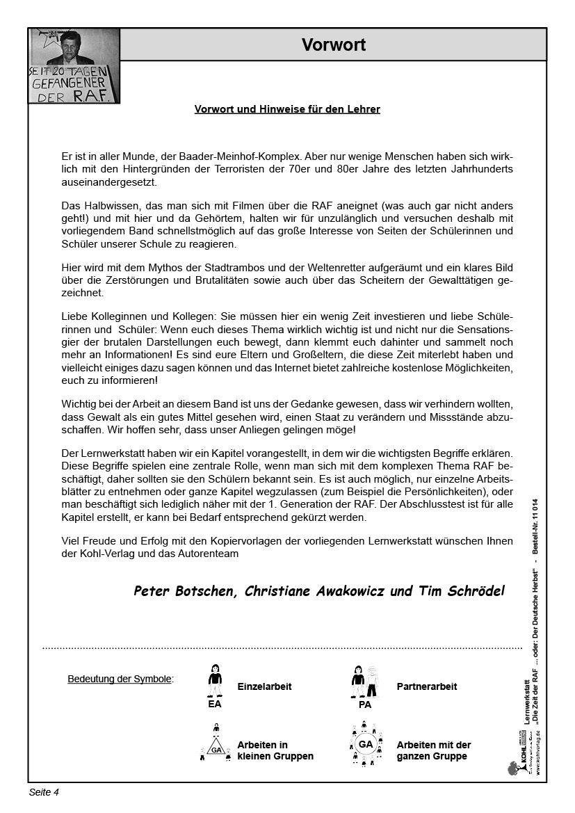 Lernwerkstatt Die Zeit der RAF Lernwerkstatt Die Zeit der RAF