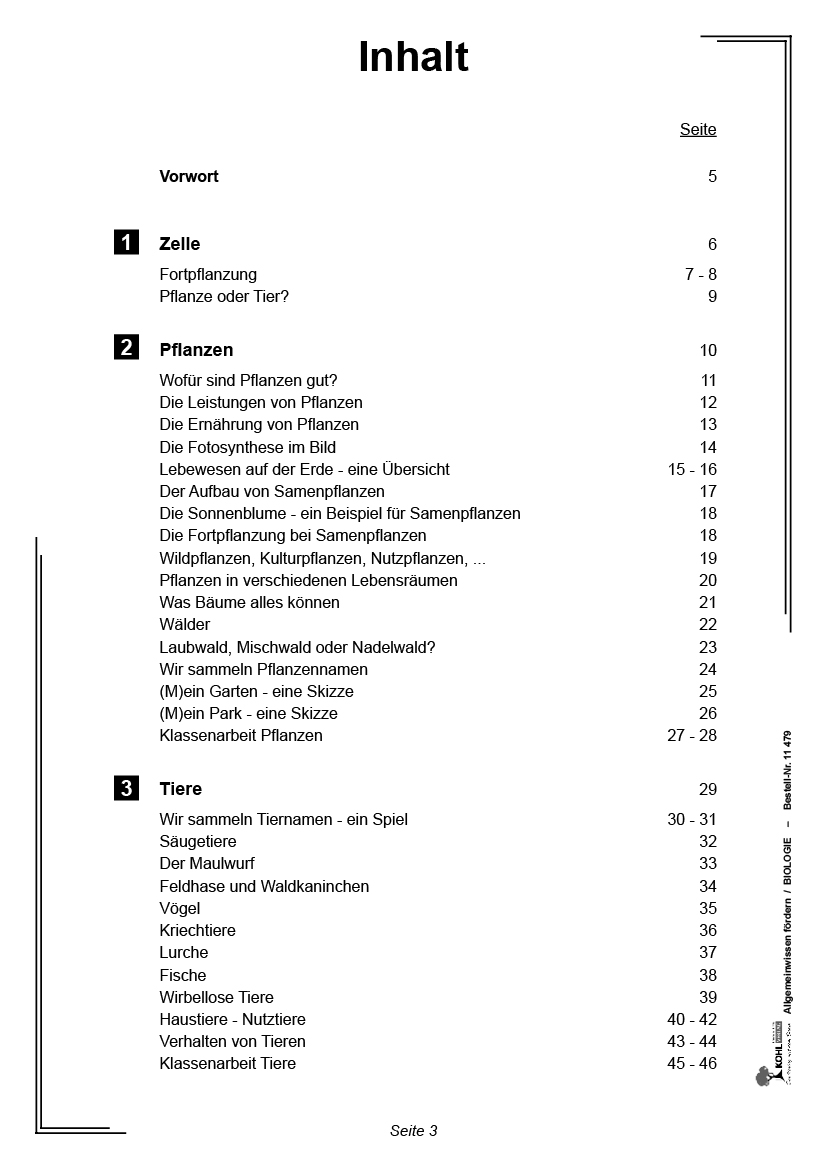 Allgemeinwissen fördern BIOLOGIE Allgemeinwissen fördern BIOLOGIE