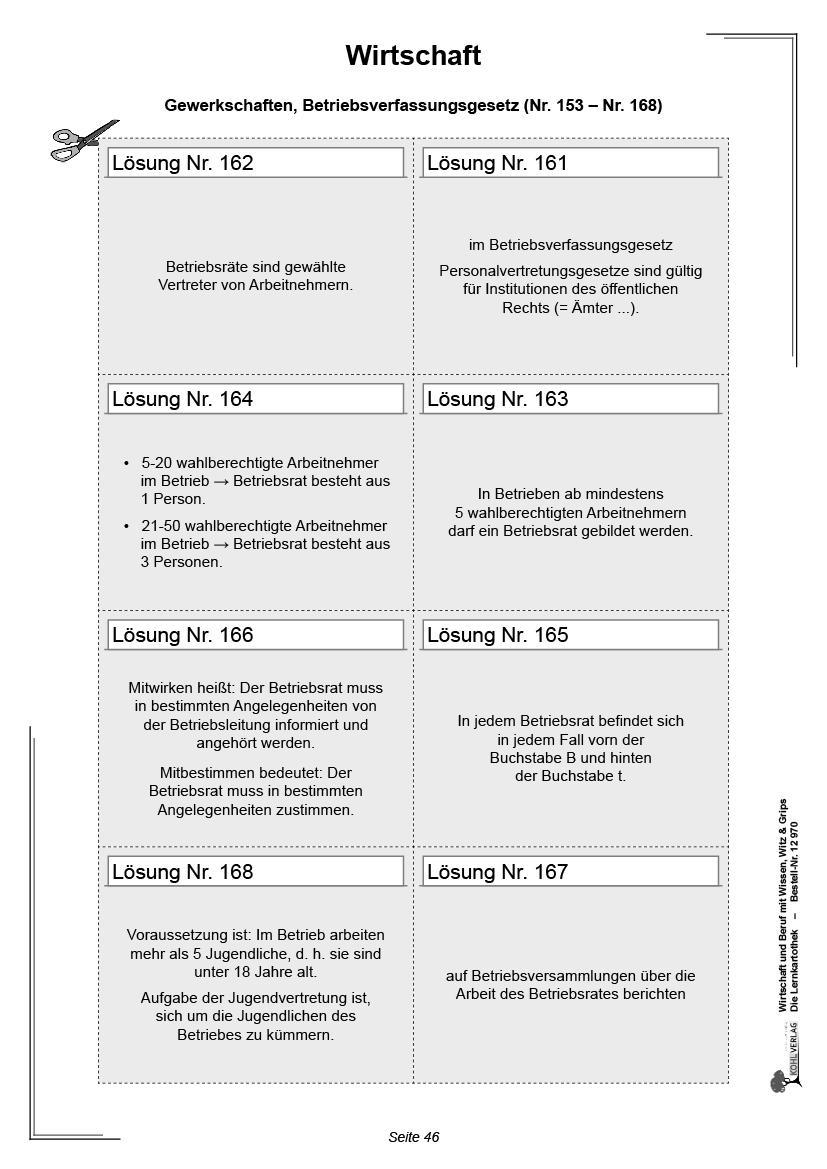 Wirtschaft und Beruf mit Wissen, Witz & Grips  -  Die Lernkartothek