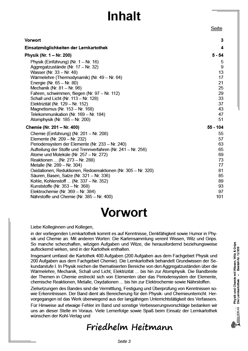 Physik und Chemie mit Wissen, Witz & Grips  -  Die Lernkartothek