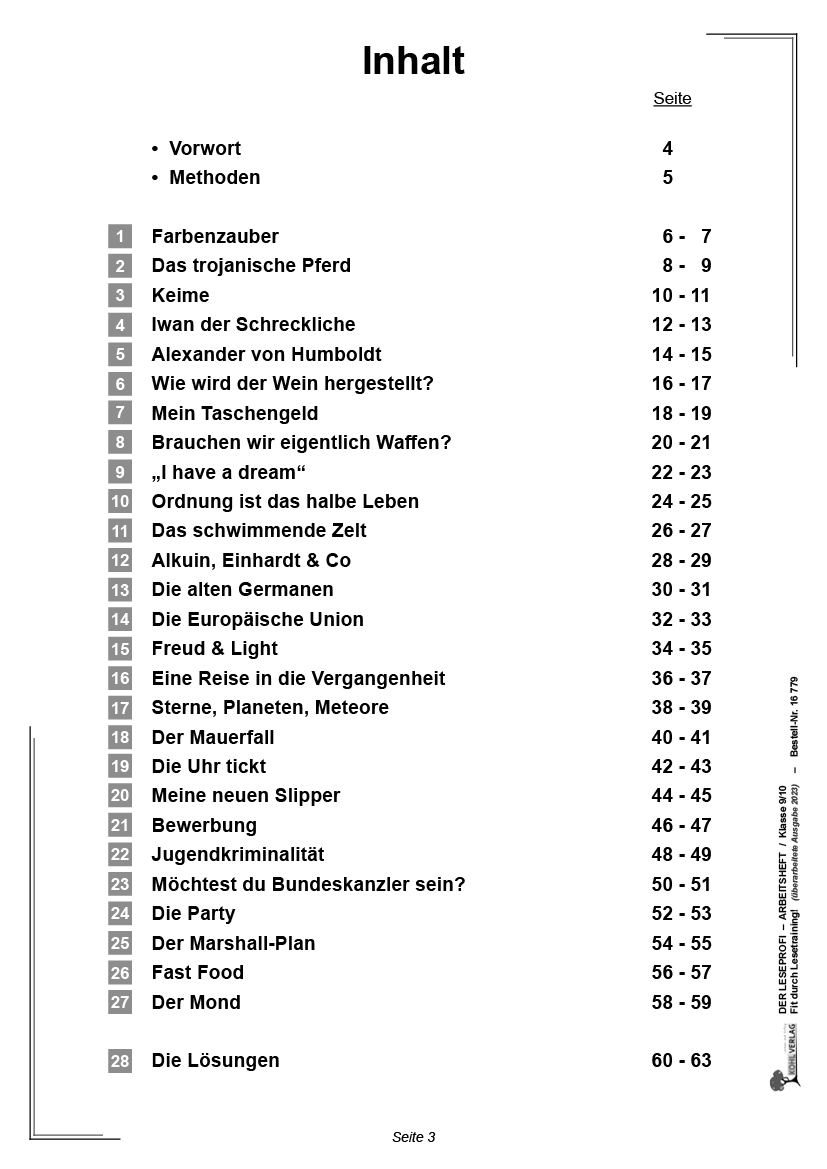 Der Leseprofi - Arbeitsheft / Klasse 9-10